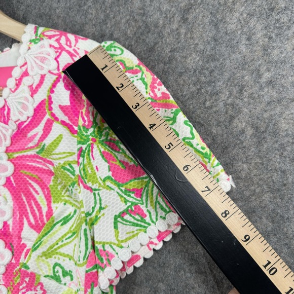 Lilly Pulitzer Maisie Stretch Shift Dress Womens 6 Floral Lace Trim Resort White - Picture 11 of 16